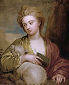 3s+Sir+Godfrey+Kneller+(1646-1743)+Portrait+of+a+Woman+as+St+Agnes+traditionally+identified+as+Catherine+Voss